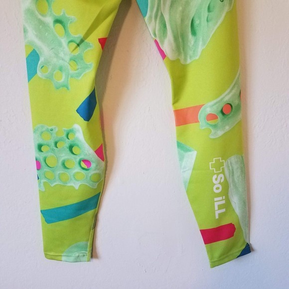 So iLL Women's Medium M Rock Climbing Holds Neon Green Polyester Leggings - Picture 7 of 10